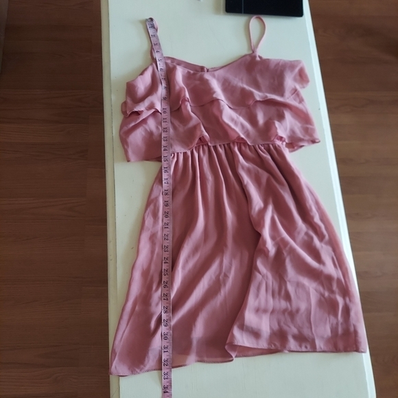 Atmosphere pink mini dress layered top spaghetti strap chiffon size 4 - Picture 7 of 8